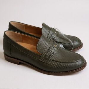 NWT Brioso Frisco Lizard Embossed Leather Loafers Slip On Comfort Green Sz 6,5